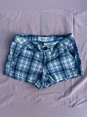 Y2K Preppy Twee Blue + White Plaid Low Rise Shorts from Aeropostale